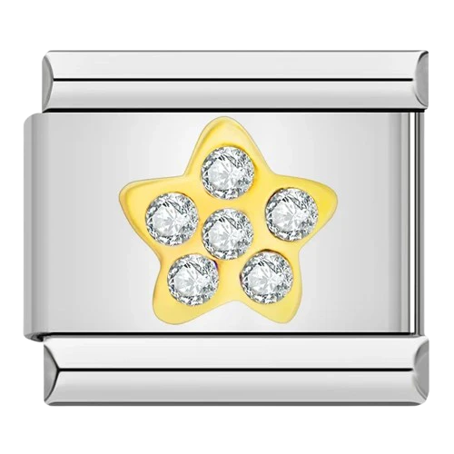 Crystal Star- Silver Italian Charm
