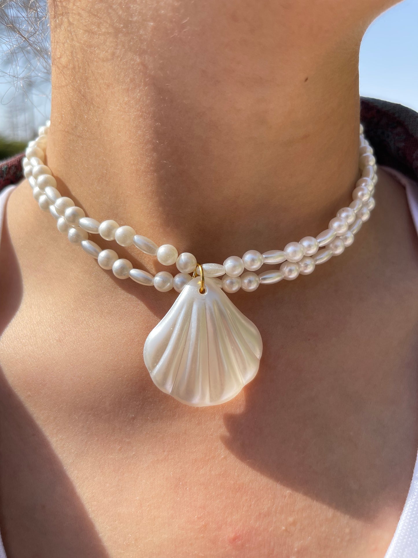 Pearly Seashell Statement Necklace