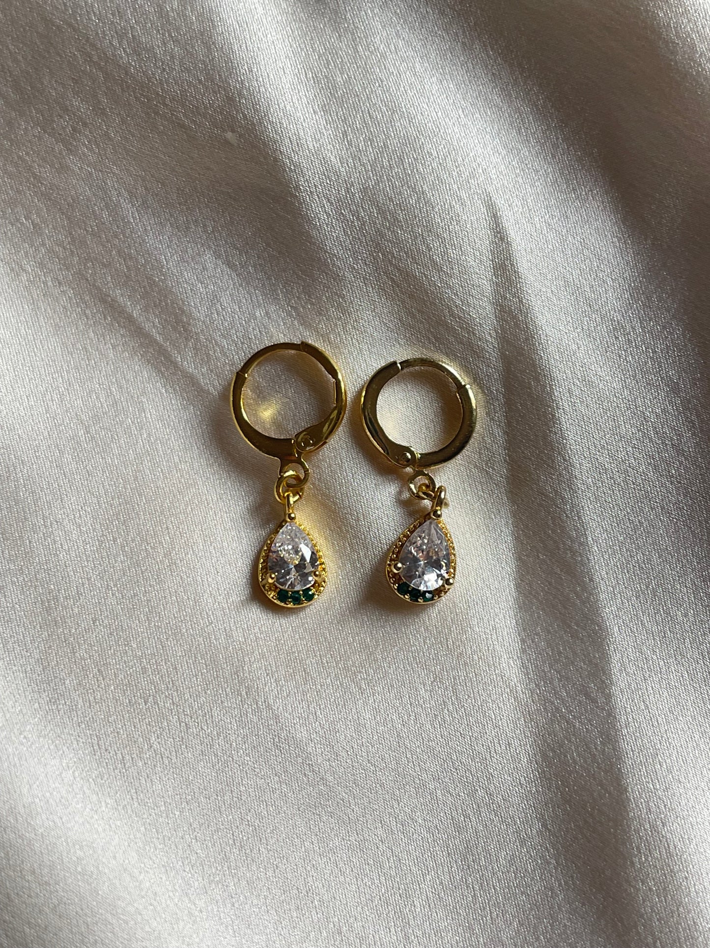 Crystal Dangle Hoops (Gold Plated)