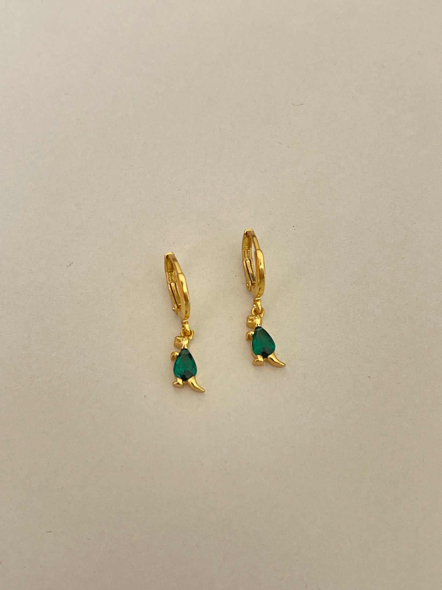 Green Dinosaur Earrings (Gold Plated)
