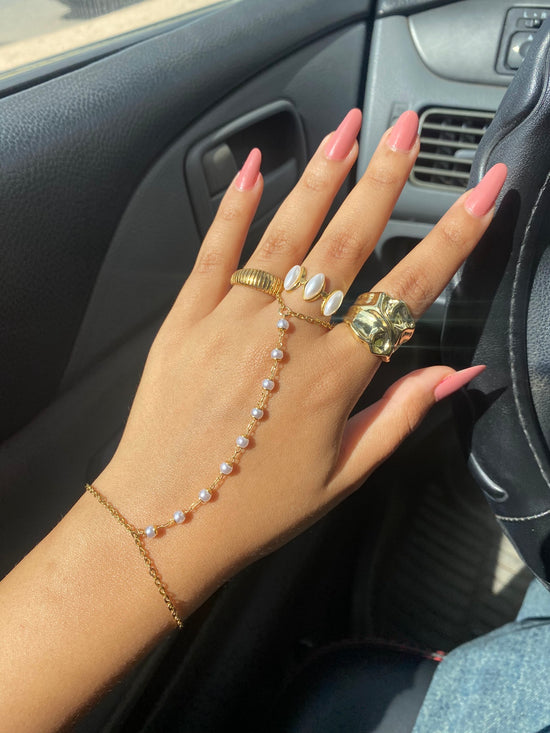 Dainty Pearls Gold Plated Ring