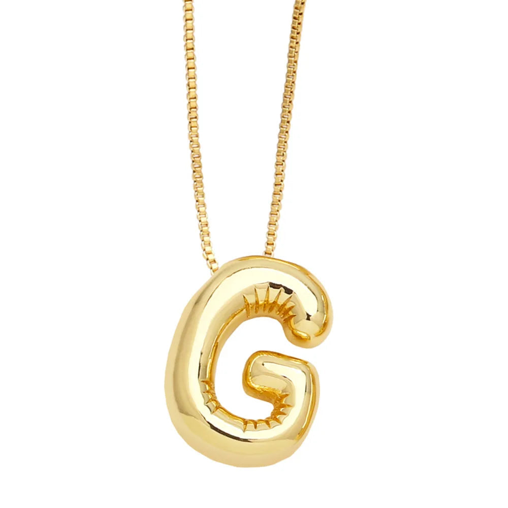 Bubble Initial Letter Necklace (Stainless Steel)