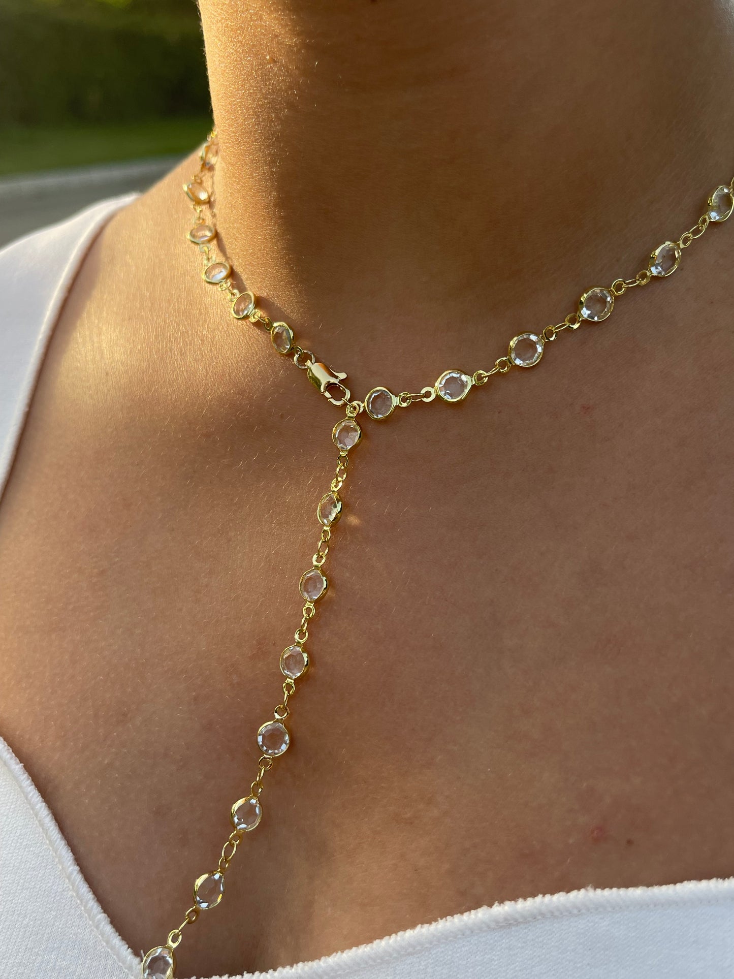 The Crystal Drop Necklace (Gold Plated)