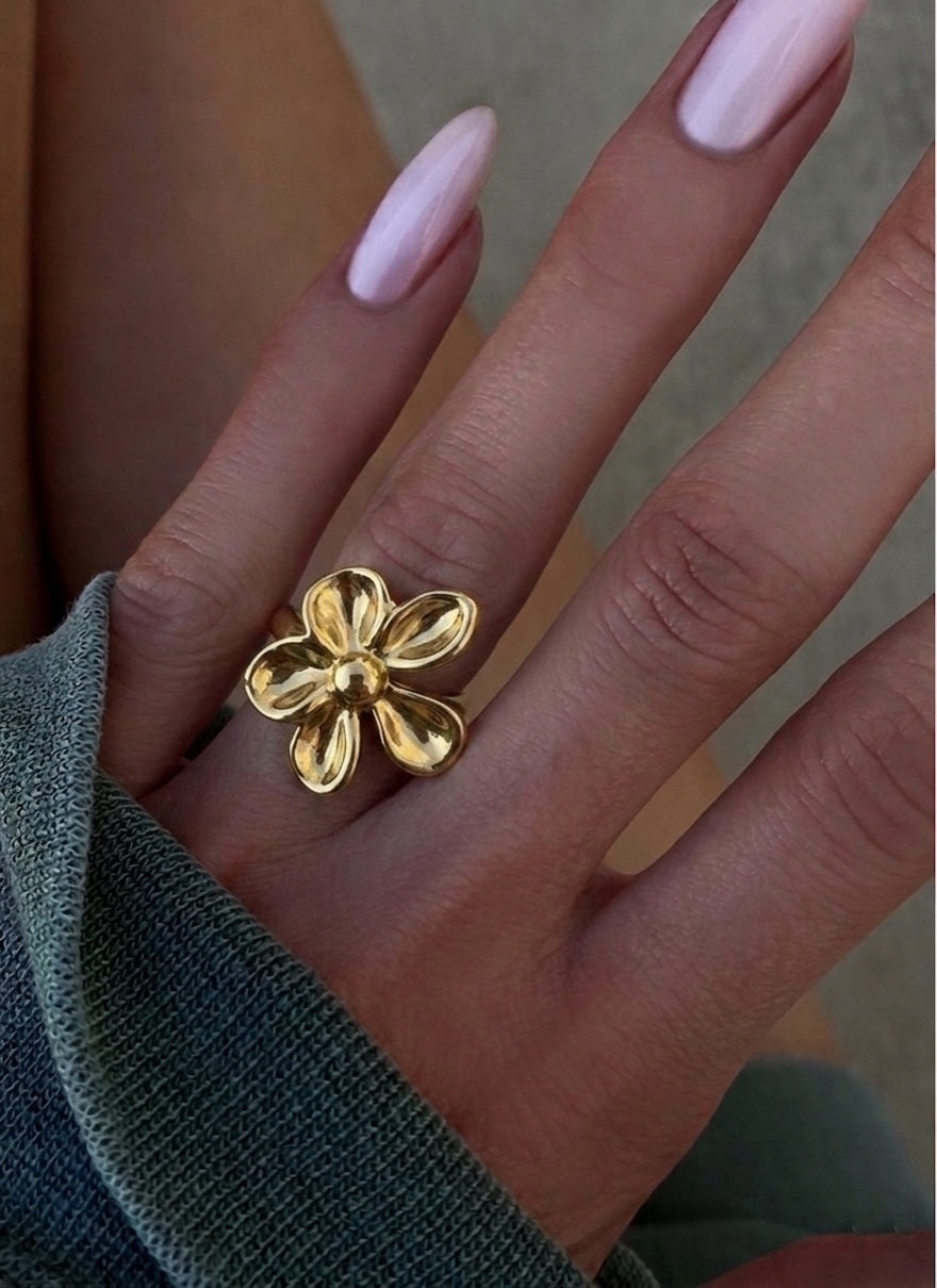 Statement Flower Ring- Gold Plated