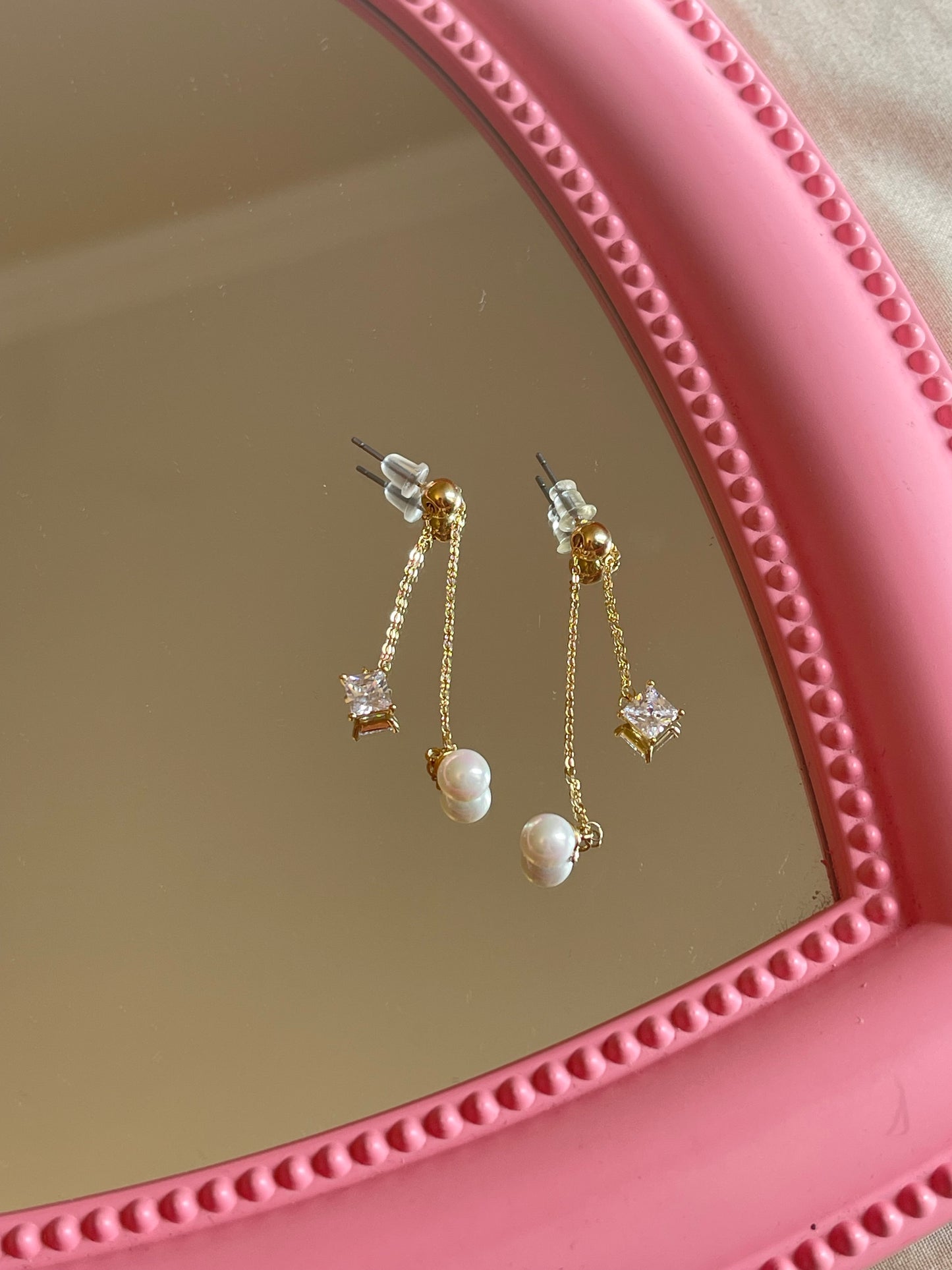 Crystal Pearl Double Earrings