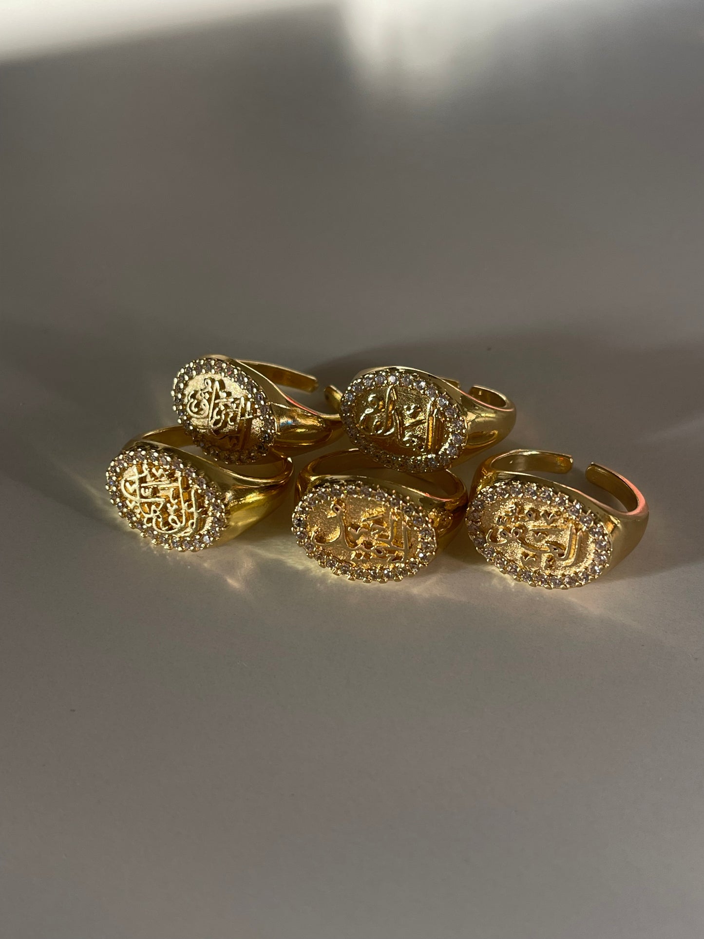 Crystal الله Signet Ring (Gold Plated)