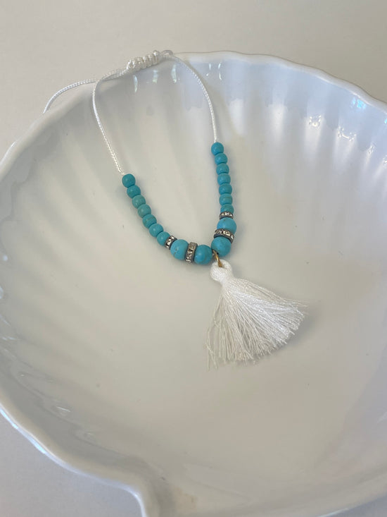 Blue Stones Feather Anklet