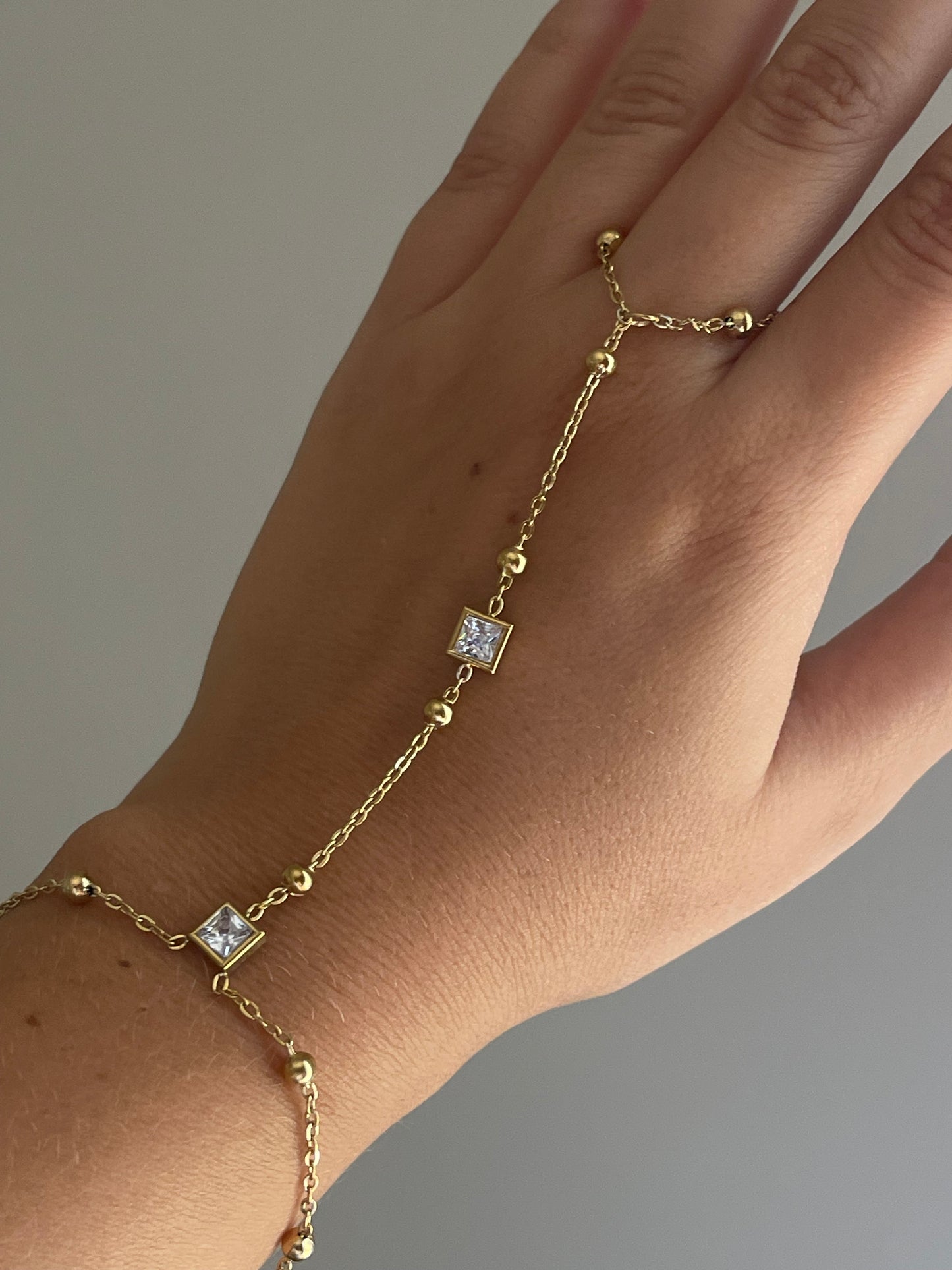 Double Crystal Hand Chain (Stainless Steel)
