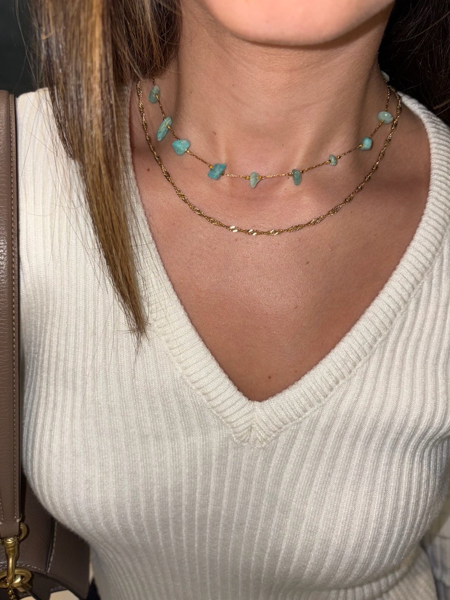 turquoise stones choker (gold plated)
