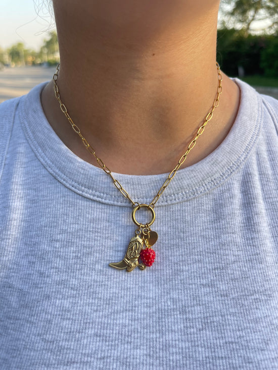 Cowboy Heart Charm Necklace (Stainless Steel)