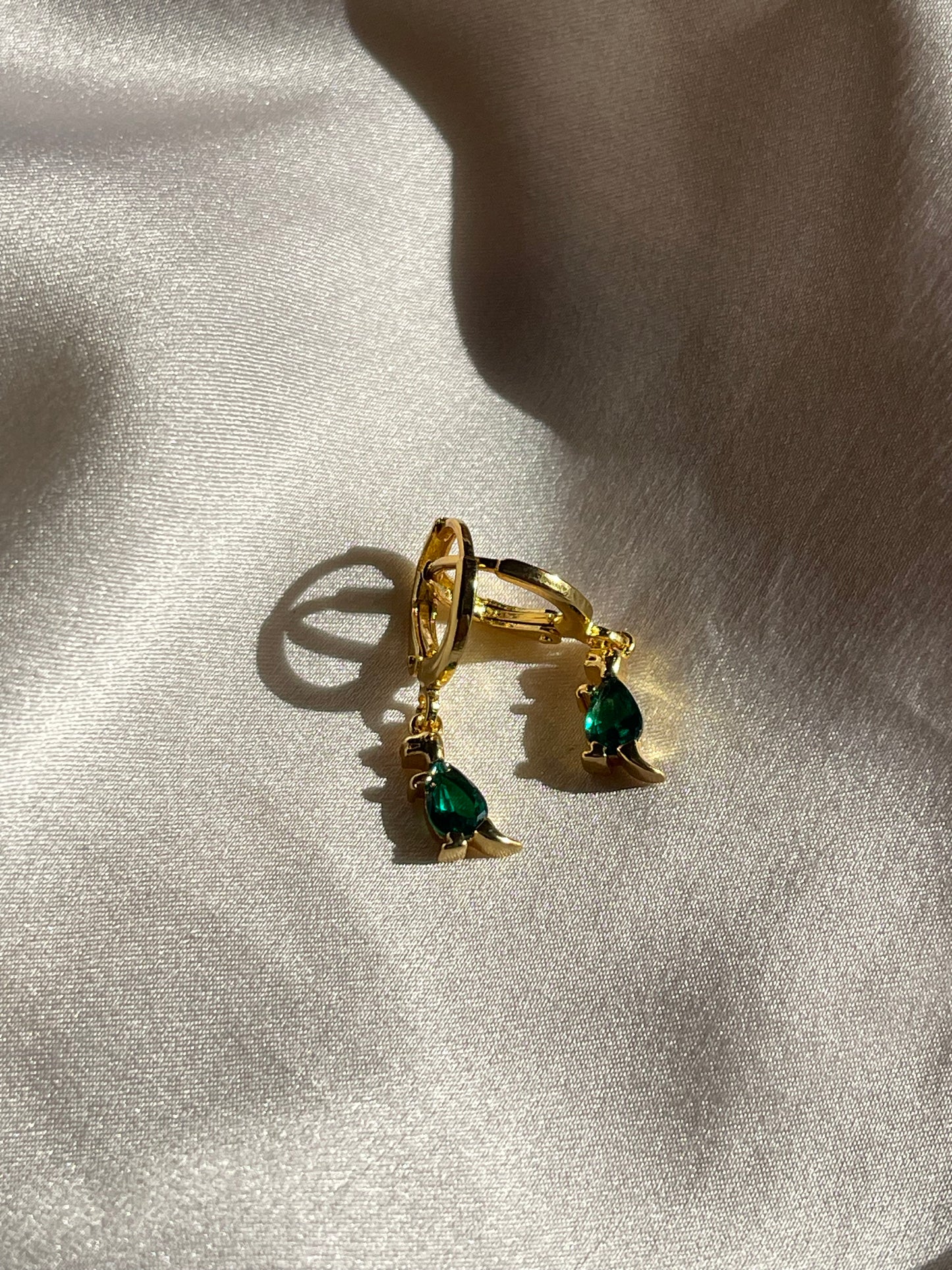 Green Dinosaur Earrings (Gold Plated)