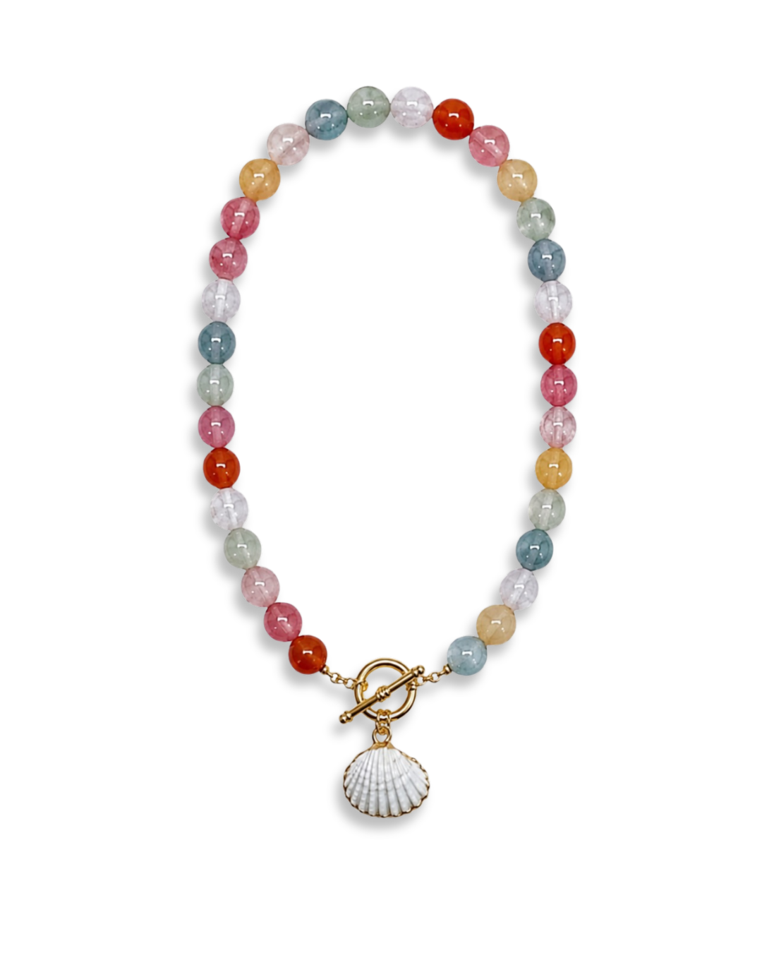 Rainbow Seashell Statement Necklace