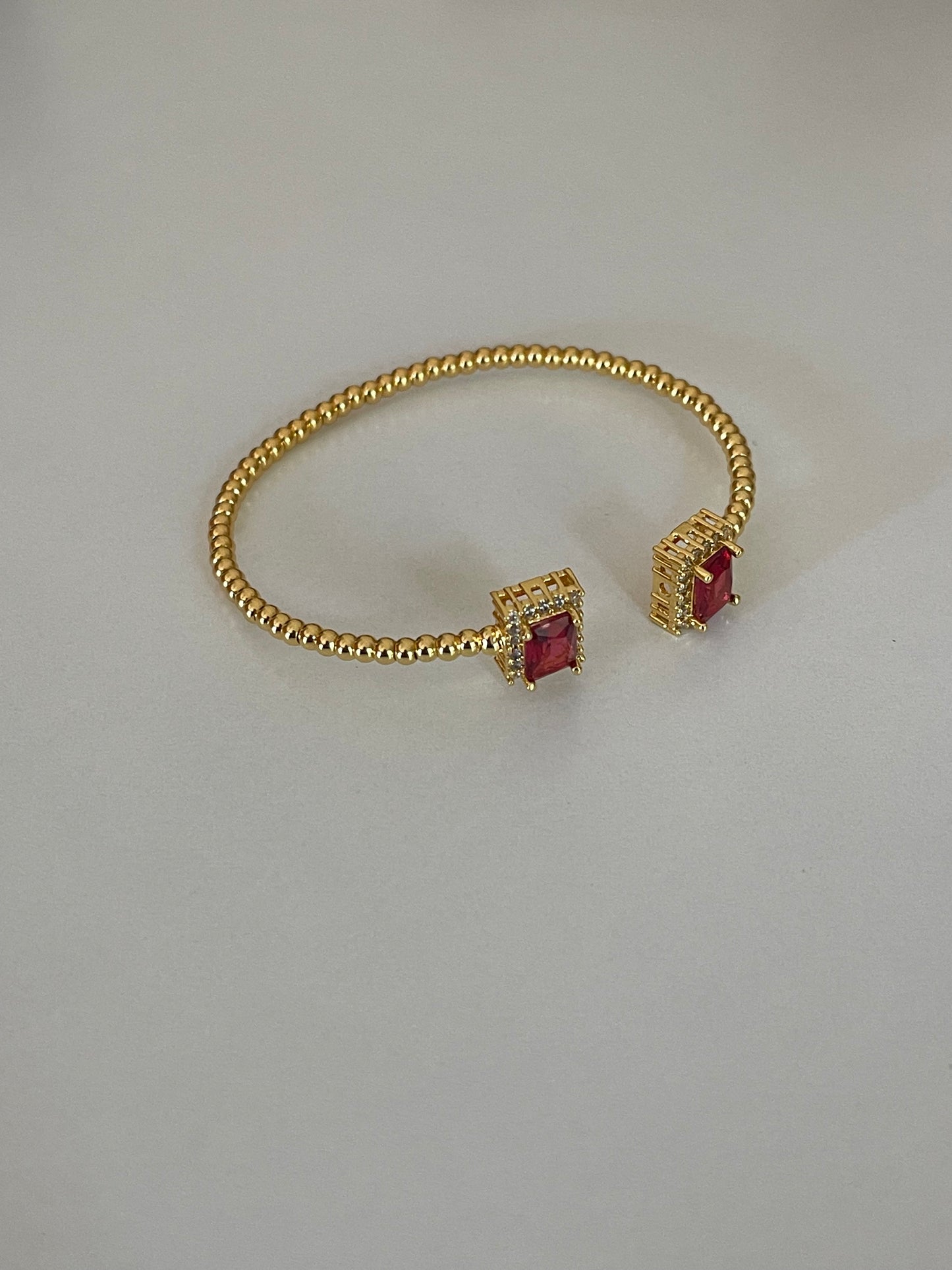 Colorful Crystal Cuff Bracelet (Gold Plated)