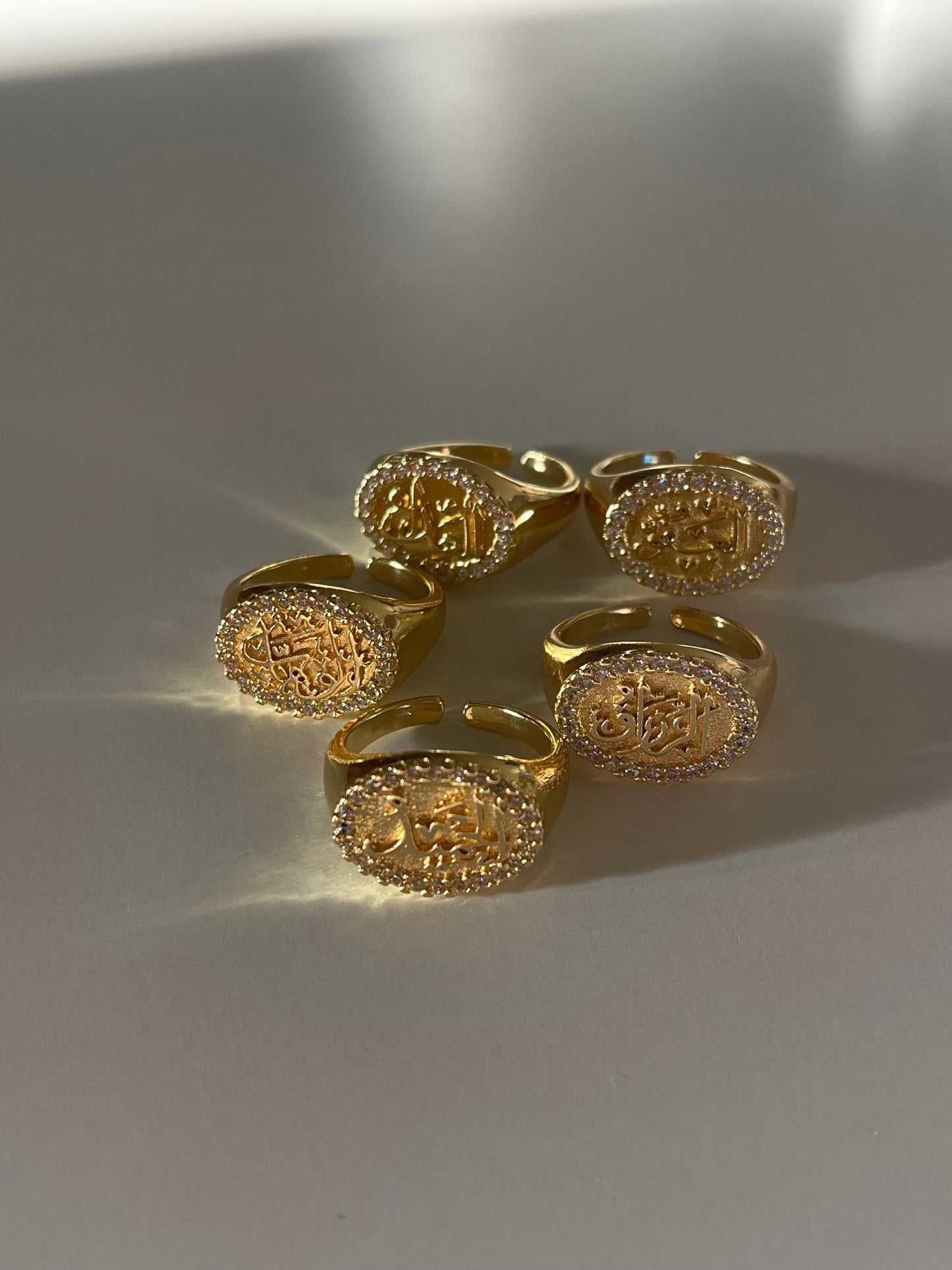 Crystal الله Signet Ring (Gold Plated)