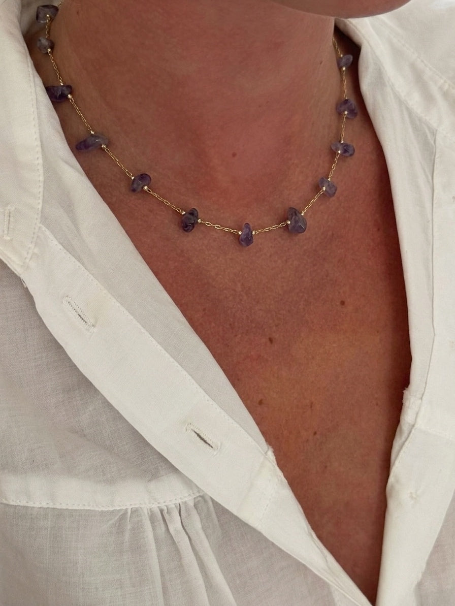 purple stones choker (gold plated)