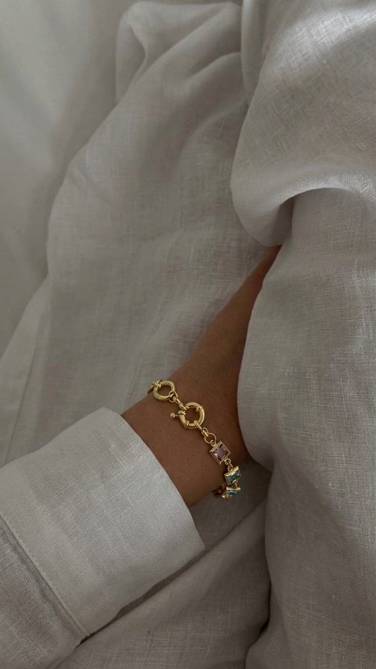 Rainbow Chain Bracelet (Gold Plated)