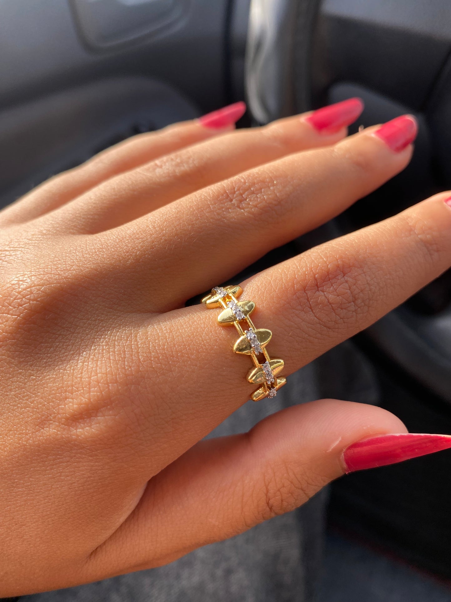 Tiny Arrows Crystal Ring (Gold Plated)