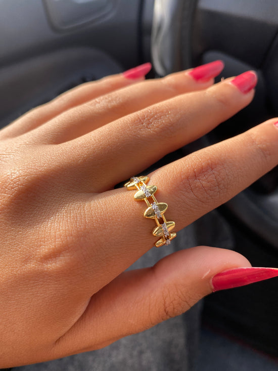 Tiny Arrows Crystal Ring (Gold Plated)