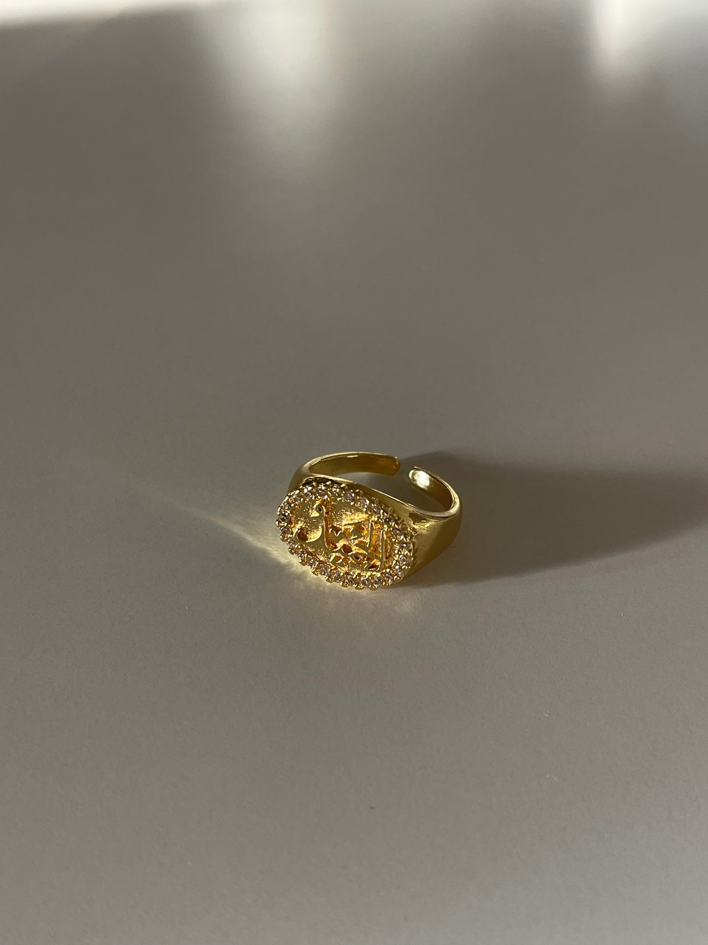 Crystal الله Signet Ring (Gold Plated)