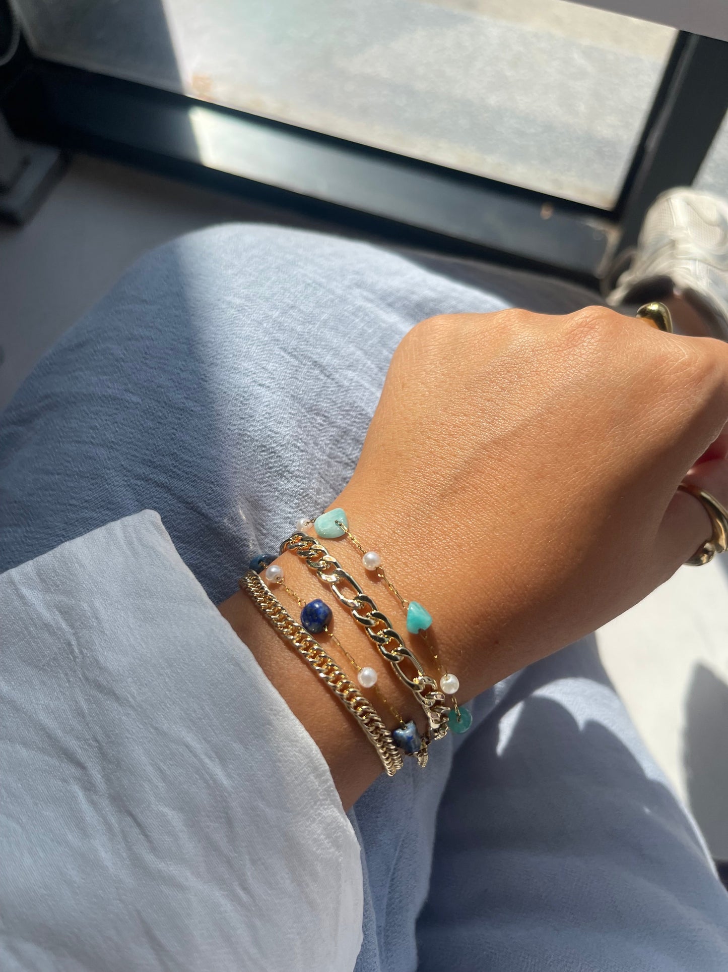 Blue Stones Bracelet (Gold Plated)