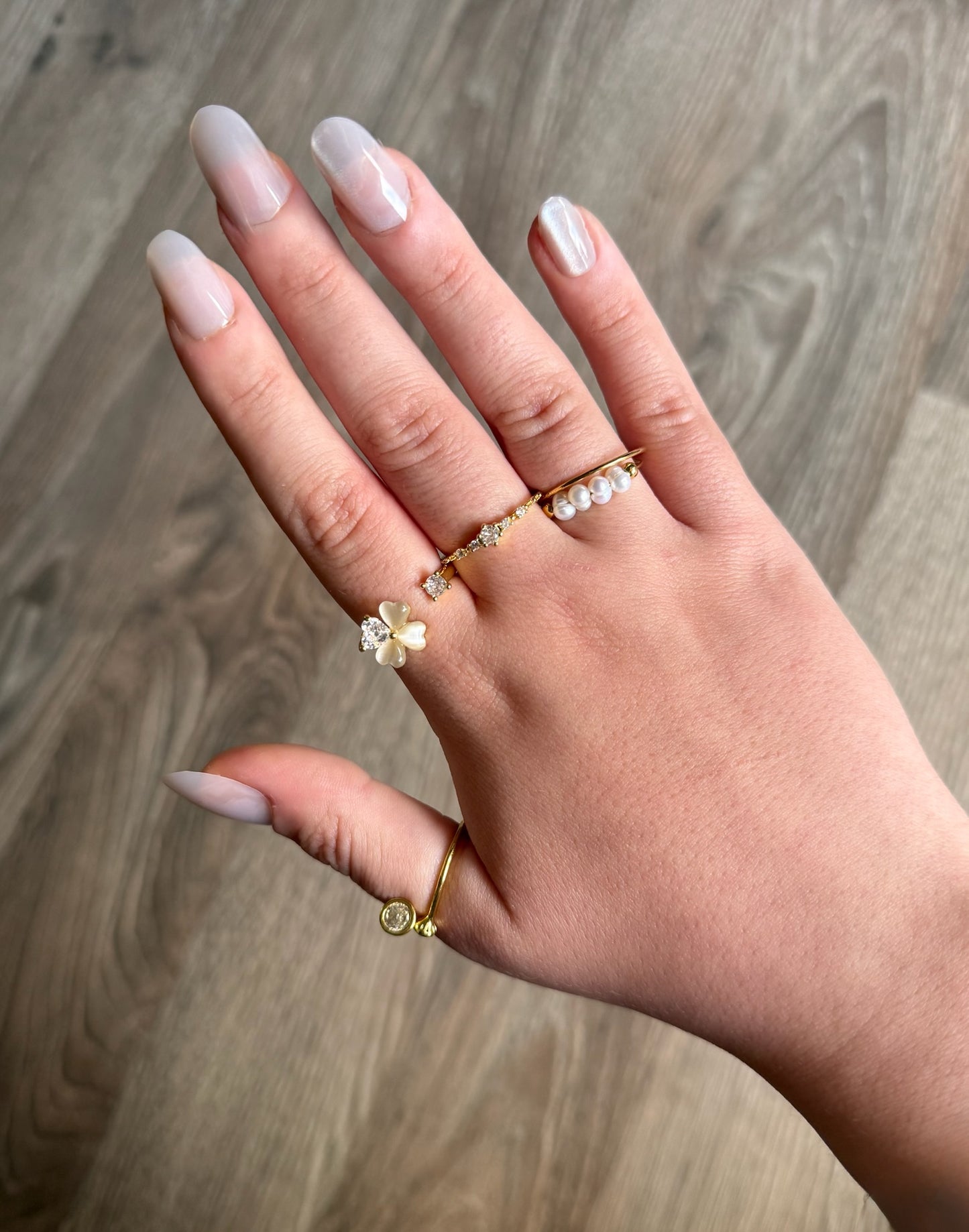Crystal Flower Ring- Gold Plated