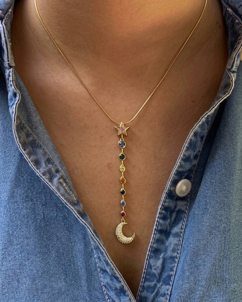 Colorful Star Drop Necklace (Stainless Steel)