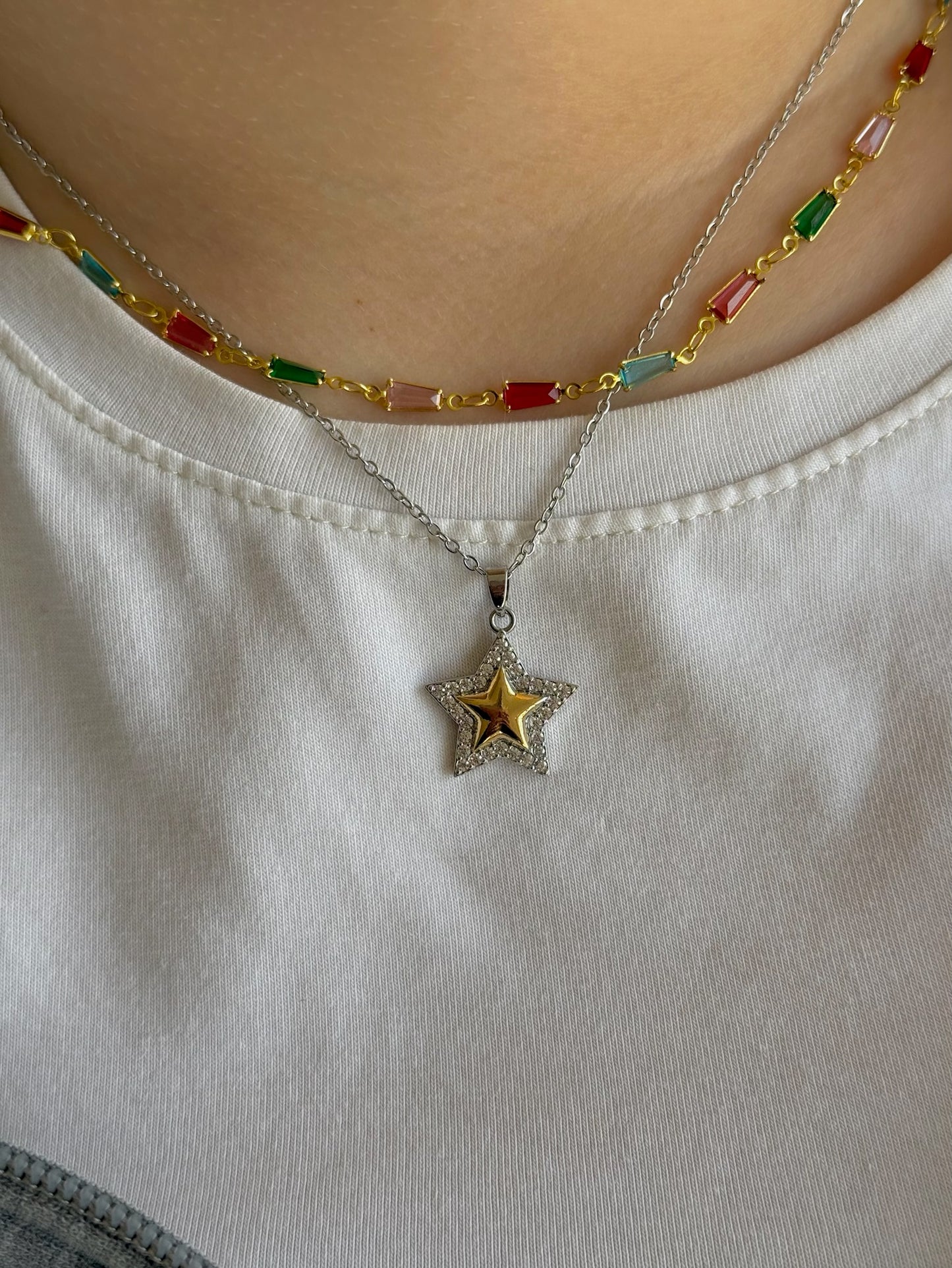 Rainbow Drop Necklace (Gold Plated)