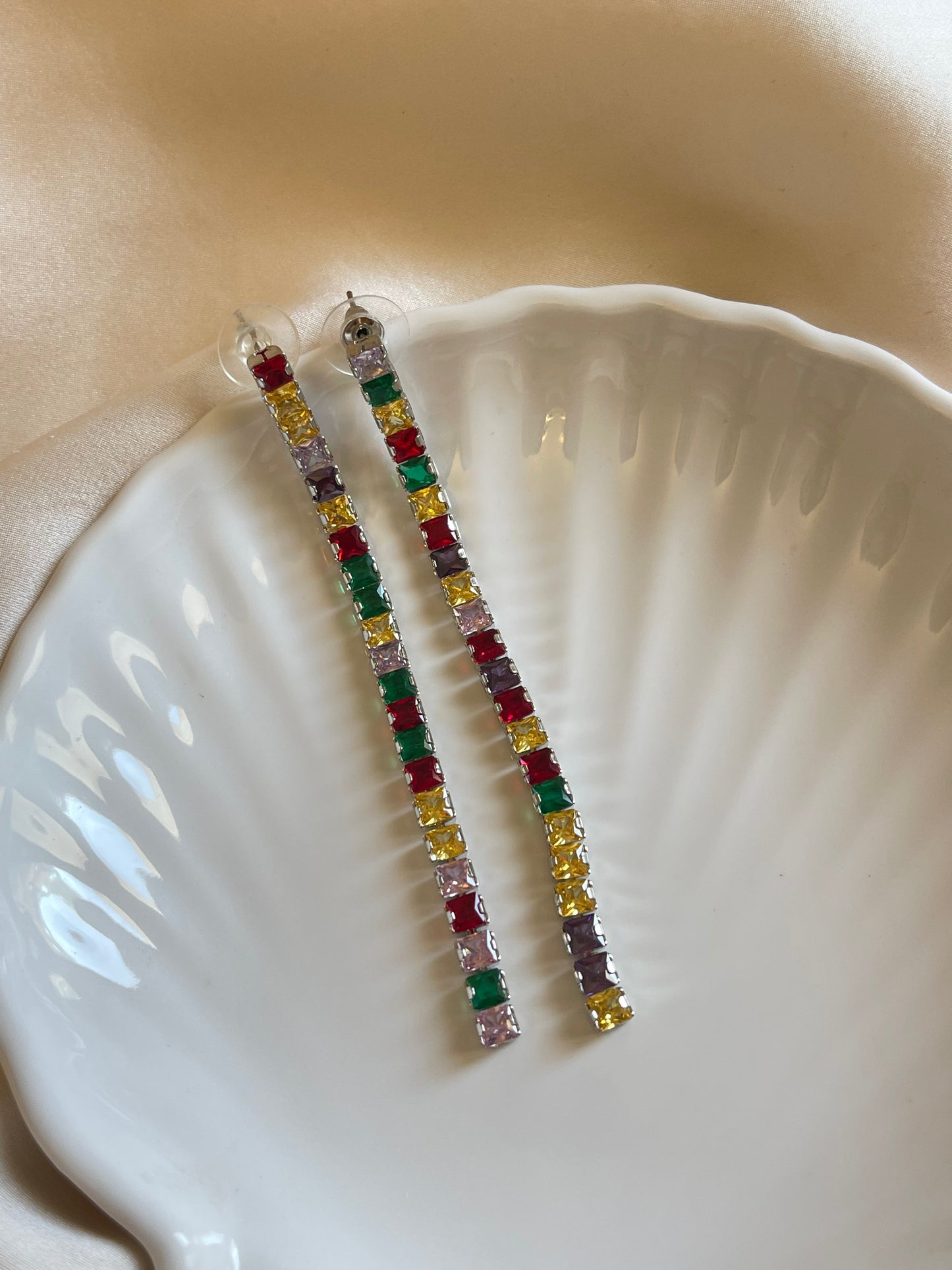 Colourful Stones Drop Earrings