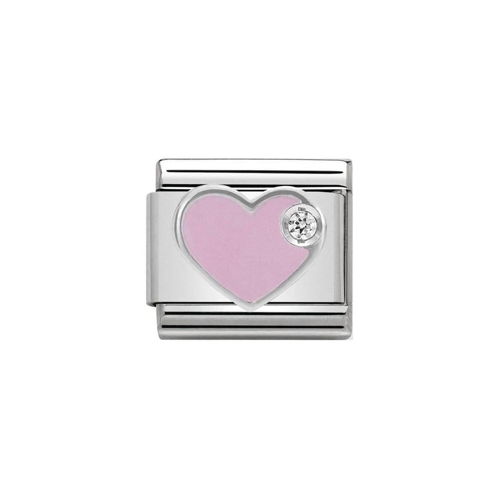 Crystal Pink Heart- Silver Italian Charm