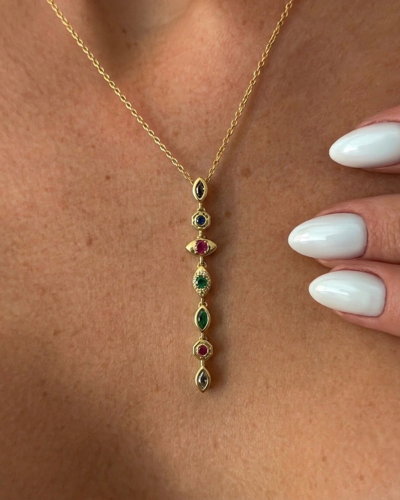colorful stones drop necklace 2.0 (stainless steel)