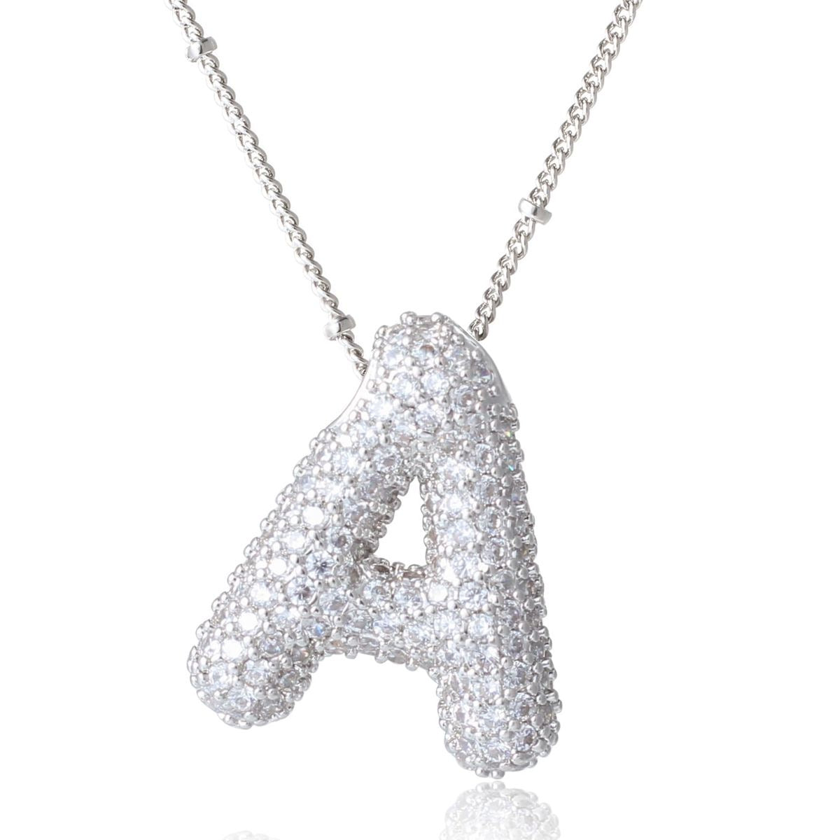 Sparkly Bubble Initial Letter Necklace (Gold Plated)