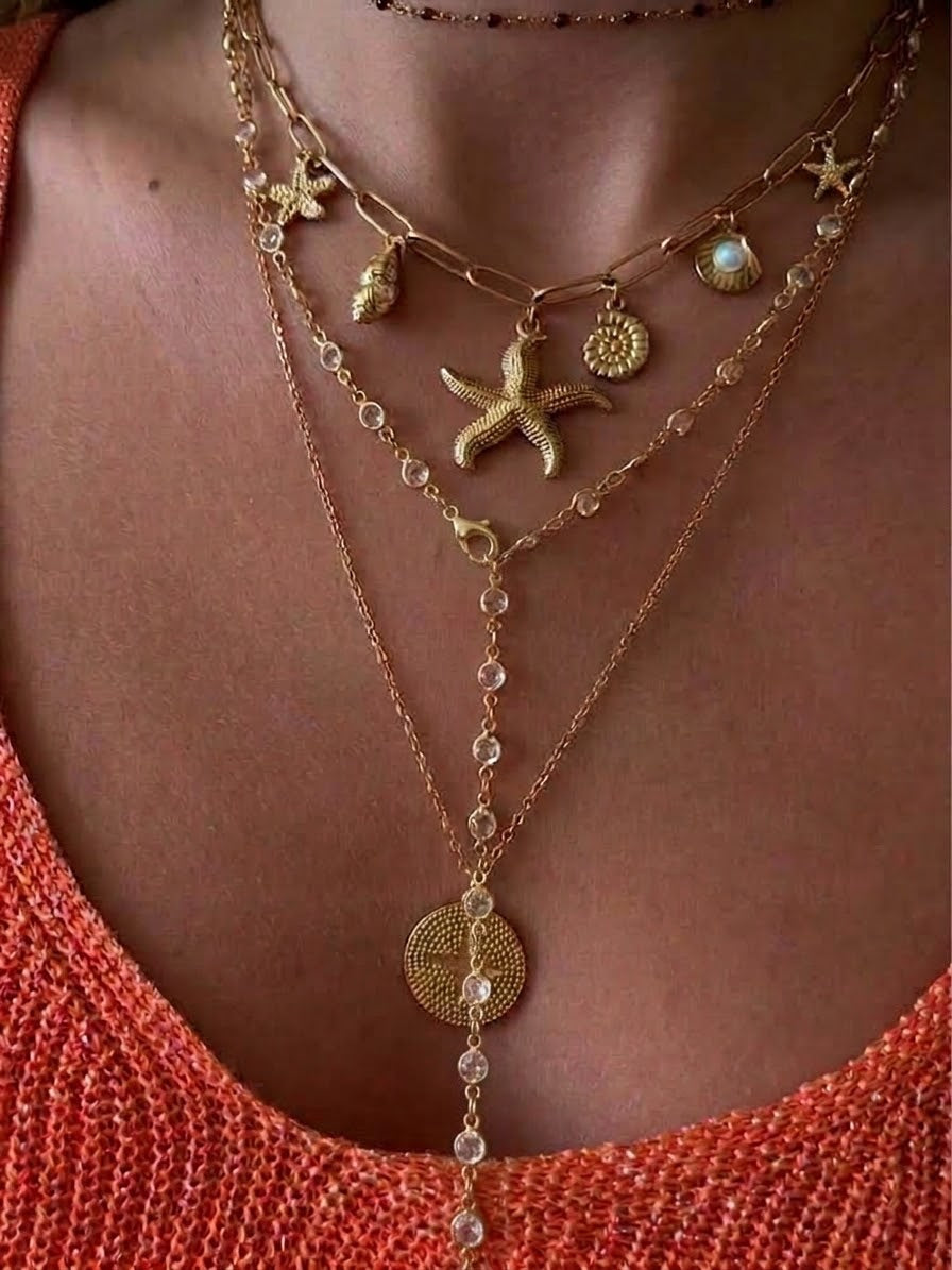 transparent circles drop necklace (gold plated)