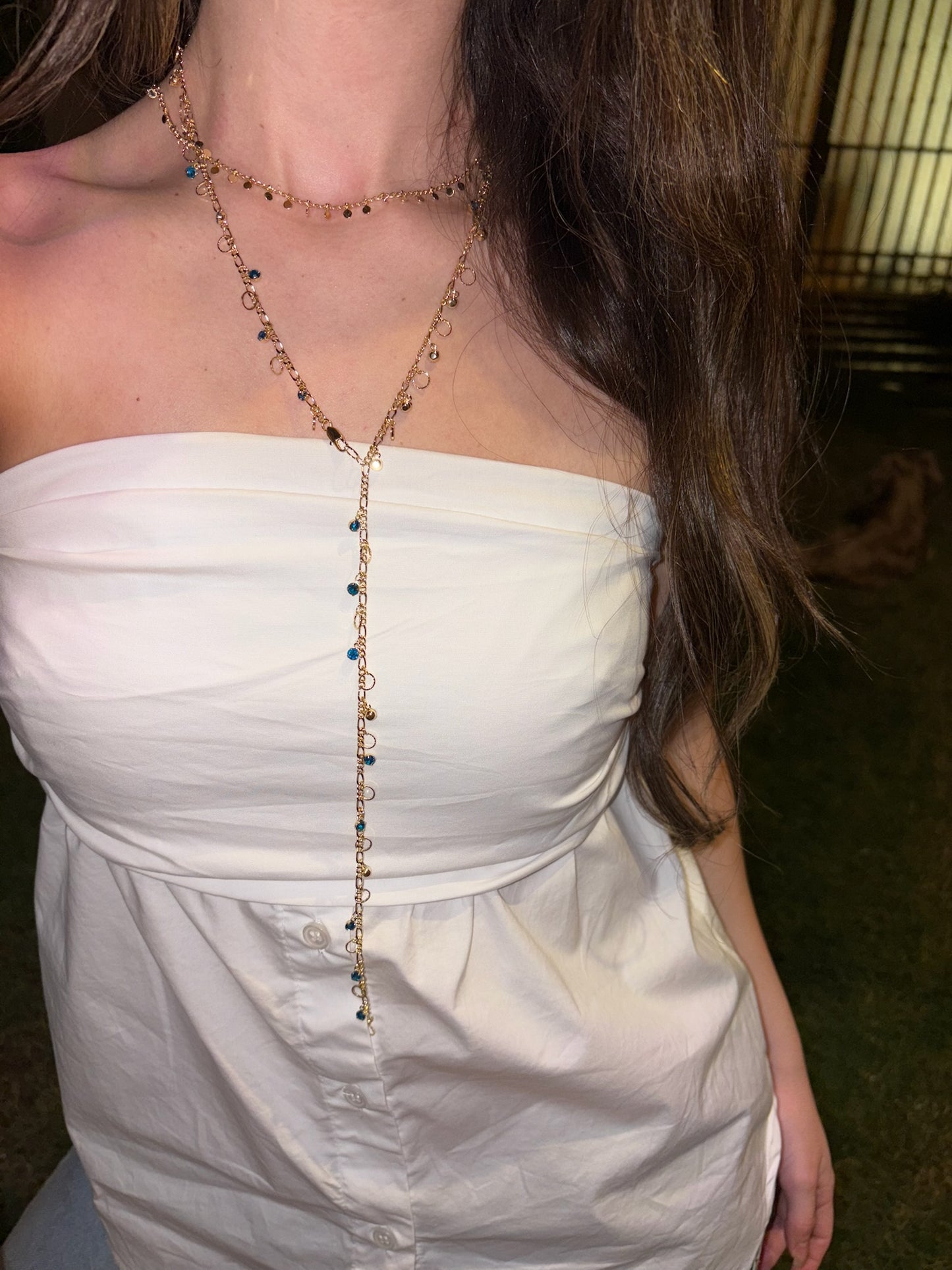Shades of Blue Drop Necklace (Gold-plated)