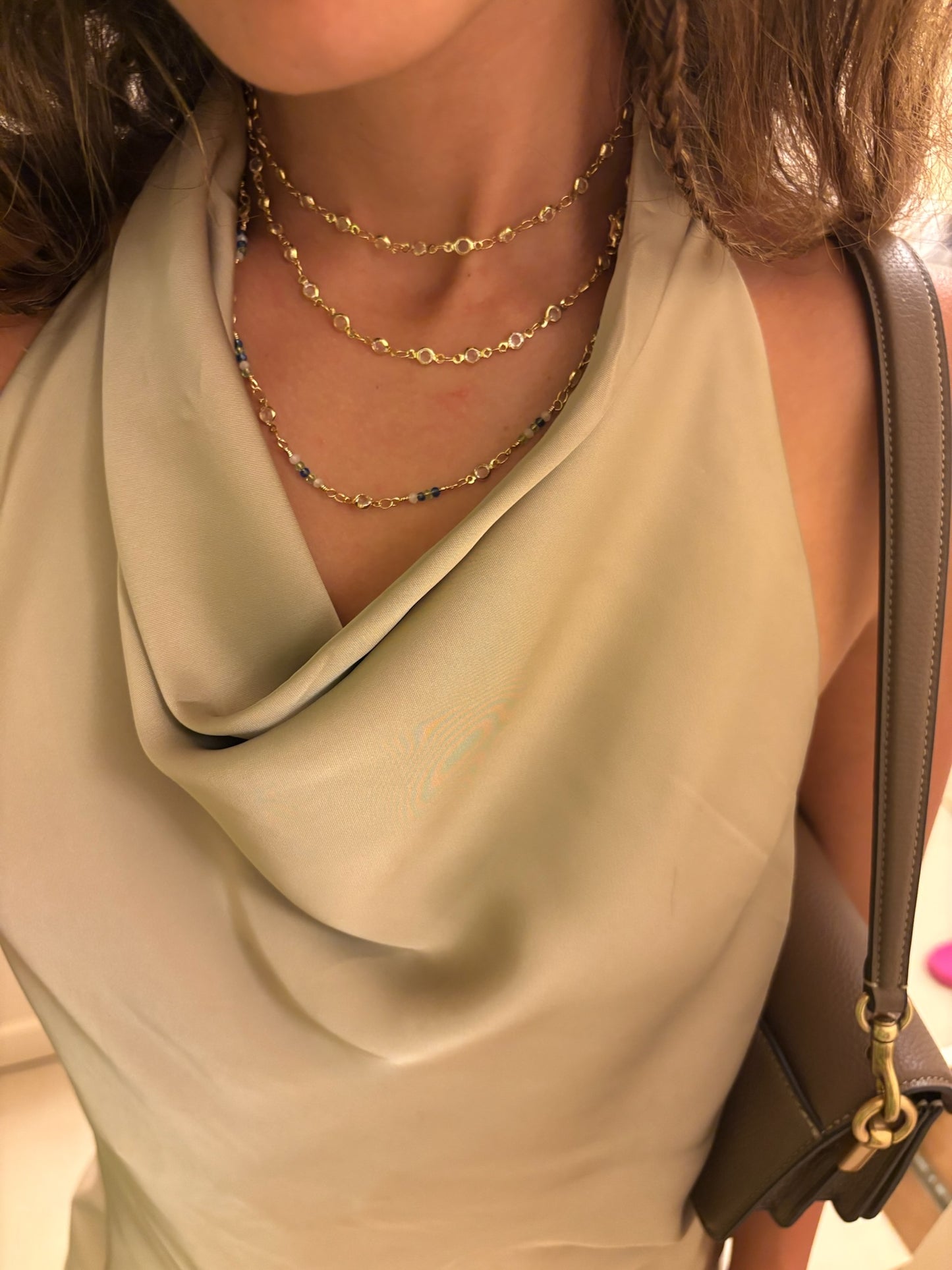 blue stone necklace - gold plated