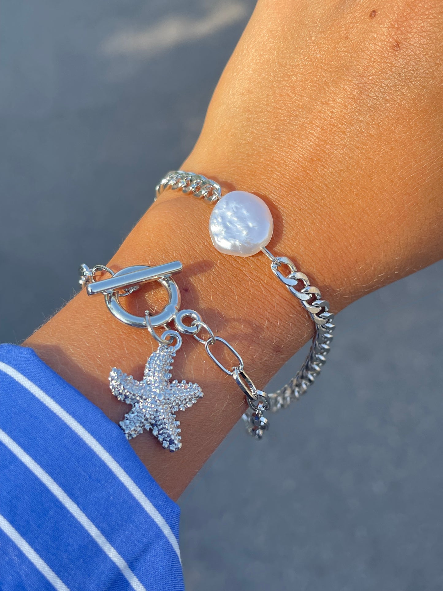 Starfish Pearl Bracelet Stack