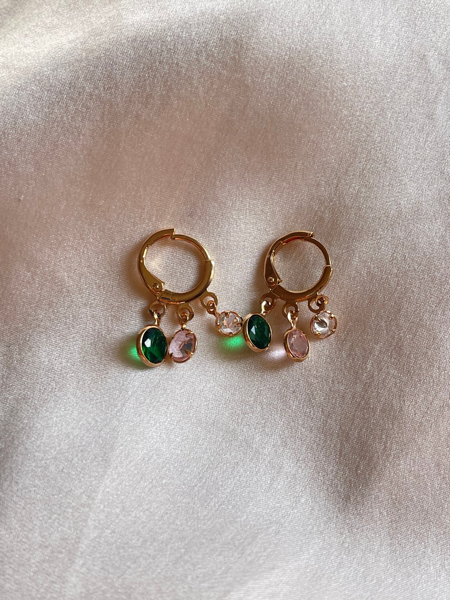 Circles Rainbow Dainty Hoops (Gold Plated)