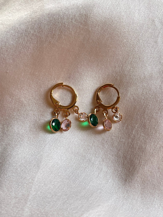 Circles Rainbow Dainty Hoops (Gold Plated)