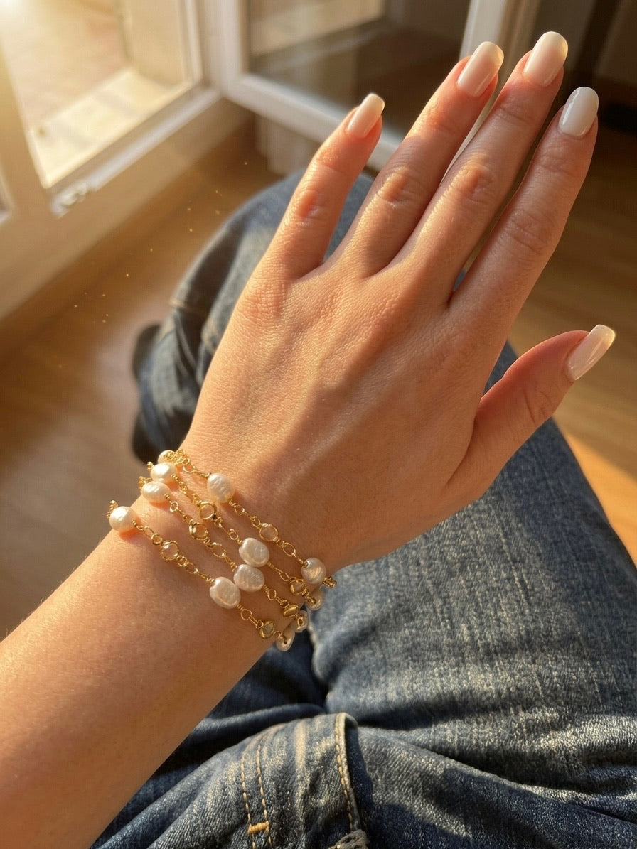 Endless Pearl Necklace (Gold Plated)