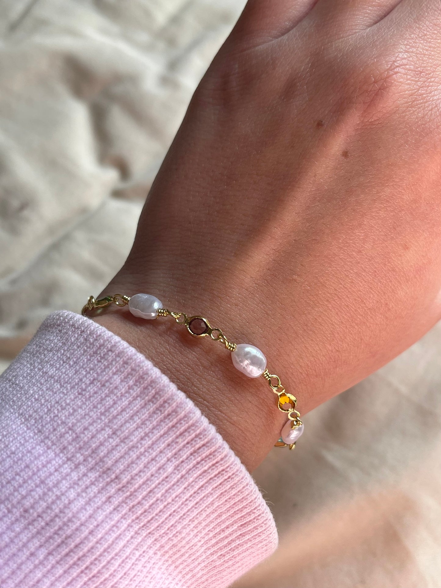 Pearl Stones Bracelet (Gold Plated)