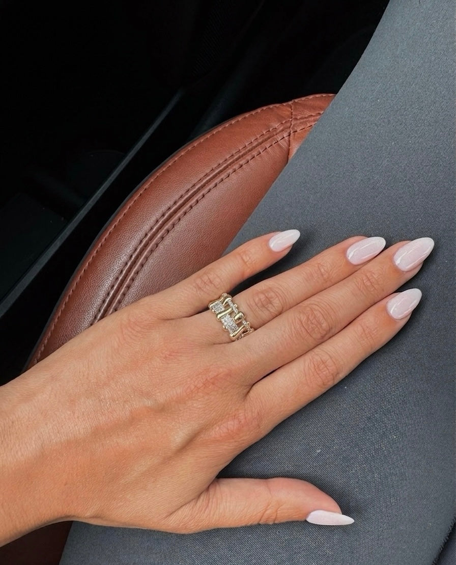 Crystal Statement Ring (Gold Plated)