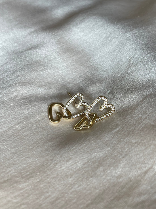 Crystal Heart Double Earrings