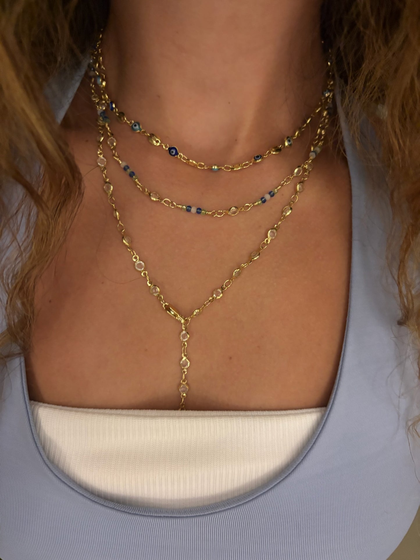 transparent circles drop necklace (gold plated)