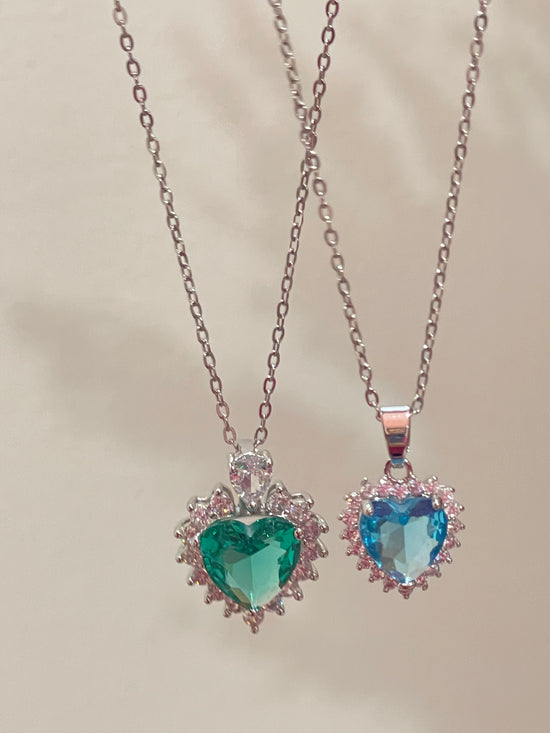 Crystal Heart Necklace- Stainless Steel