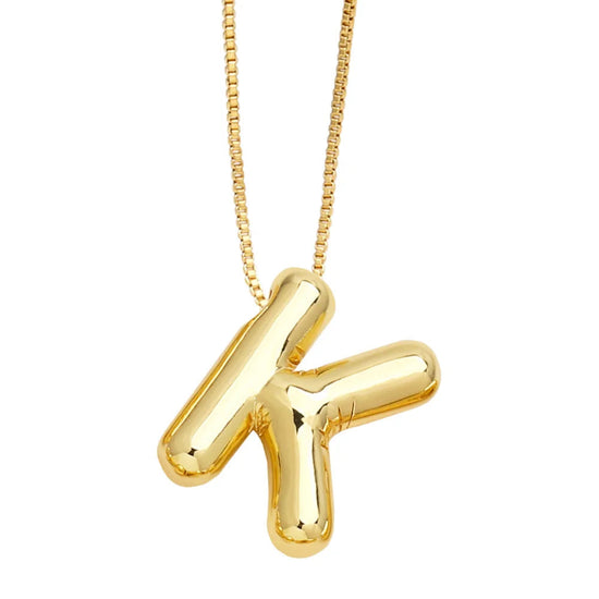 Bubble Initial Letter Necklace (Stainless Steel)