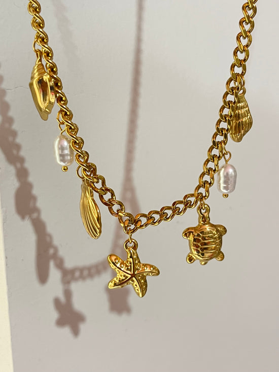 Summer Starfish Charm Necklace- Stainless Steel