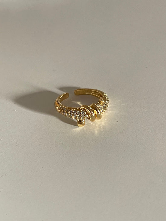 Twisted Crystal Ring (Gold Plated)