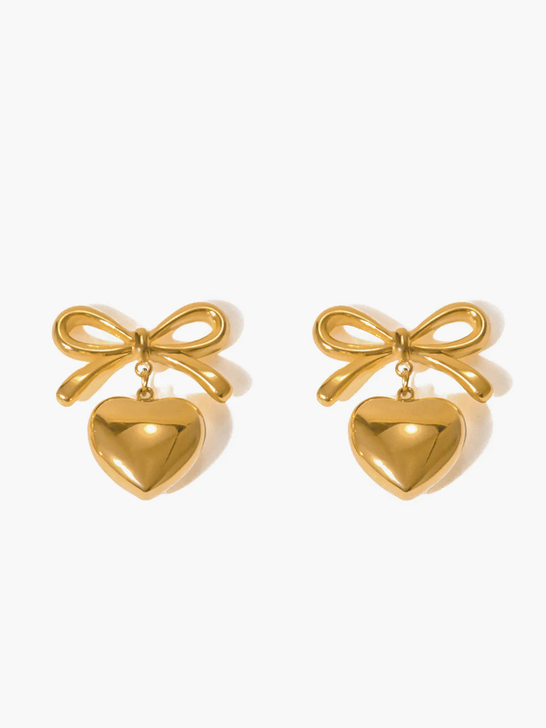 Heart Bow Coquette Earrings (Stainless Steel)