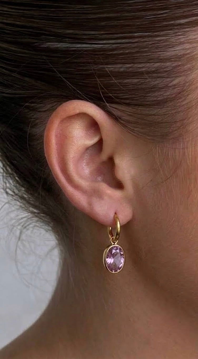 colorful stone hoops (stainless steel)