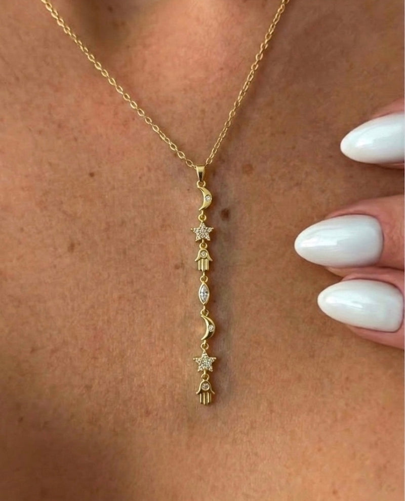 Celestial Drop Necklace - Gold Plated