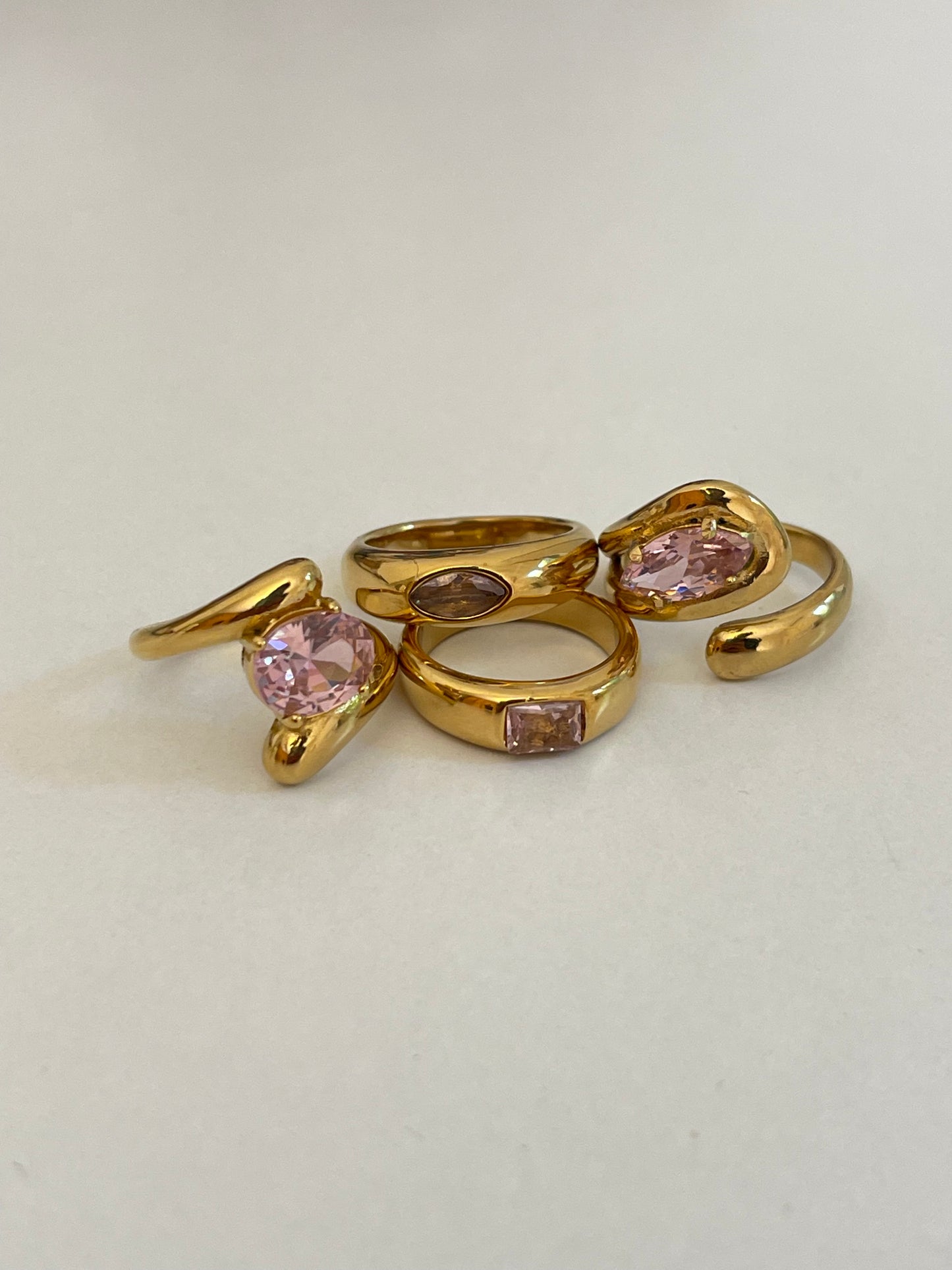 Pink Chunky Rings- Stainless Steel